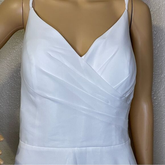 NWT JJ’s House A-line V-Neck Mini Chiffon Homecoming Dress Ivory Ruffle sz 18W - Picture 4 of 14